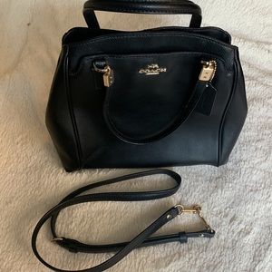 Coach black leather Minetta handbag with crossbody strap